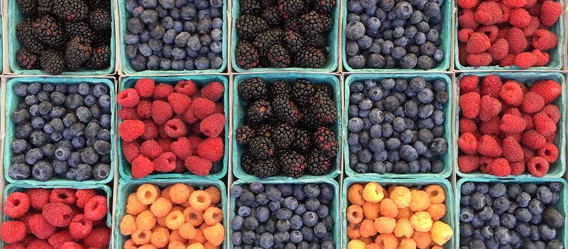 Berries organized in containers