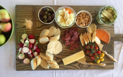 Platter of bread and fruits
