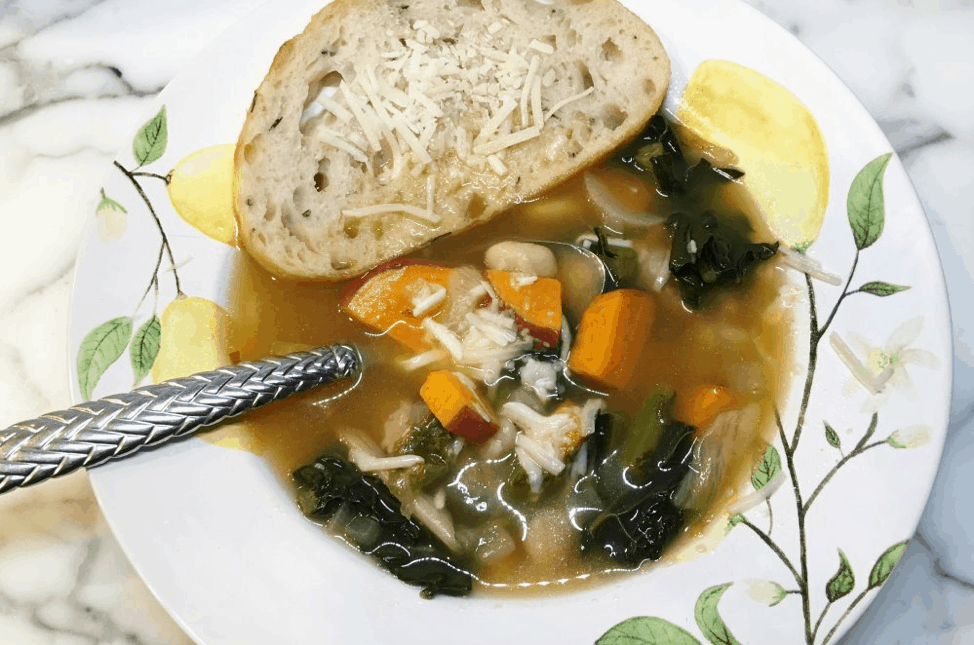 Escarole, Kale, and Sweet Potato Soup